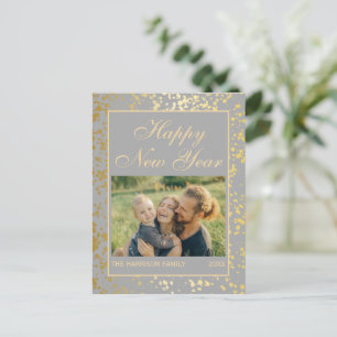 Shiny Gold Glitzer New Year Foto Grau Postkarte