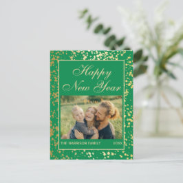 Shiny Gold Glitzer New Year Foto Green Postkarte