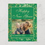 Shiny Gold Glitzer New Year Foto Green Postkarte (Vorderseite)