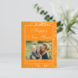 Shiny Gold Glitzer New Year Foto Orange Postkarte