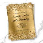 Shiny Gold Glitzer Pinsel Foil Monogram Birthday Einladung<br><div class="desc">Eine glamouröse mit Monogramm 40. Geburtstagseinladung für sie. Imitate glänzen goldfarbenen Glitzer mit Glitzern gegen ein koordinierendes Imitat brushed Metallfolienbild. Das extravagante Schwarz-Weiß-Kalligraphie-Monogramm in der Mitte kann individuell angepasst werden. Alle funkelnd und glänzenden Elemente in diesem modernen mädchenhaften Design sind digitale Grafiken. Imitate goldener Glitzer und Folie Stil.</div>