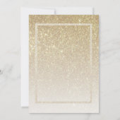 Shiny Gold Glitzer Schneeflocken und Pinienbäume Einladung (Rückseite)