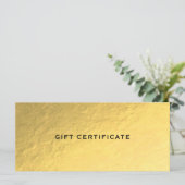 Shiny Gold Golden Ticket Glam Geschenkgutschein (Stehend Vorderseite)