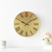 Shiny Gold Imitate Schwarze römische Zahlen Große Wanduhr (Zuhause)