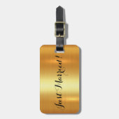 Shiny gold Just Married Flitterwochen Gepäckanhäng Gepäckanhänger (Vorderseite vertikal)