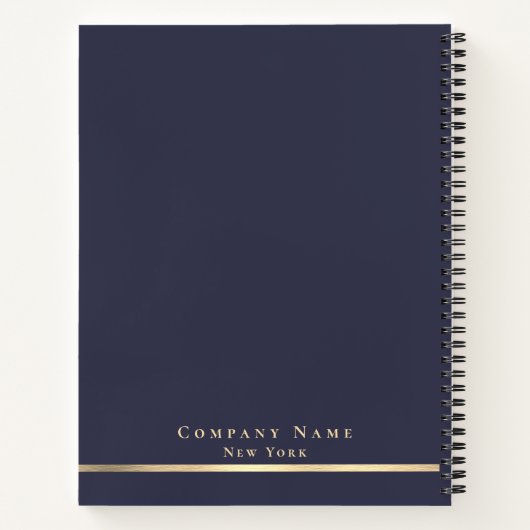 Shiny Gold Monogram Navy Blue Führungskraft Spiral Notizblock (Rückseite)