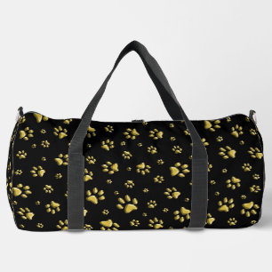 Shiny Gold Paws Schwarzes Hintergrundbild Druckmus Duffle Bag