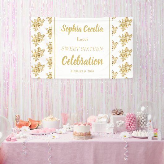 Shiny Gold Rose Party Banner (Party)
