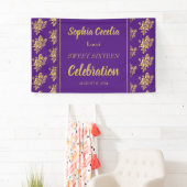 Shiny Gold Rose Party Banner (Insitu)