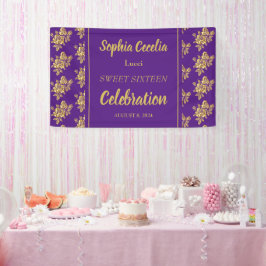 Shiny Gold Rose Party Banner