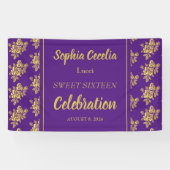 Shiny Gold Rose Party Banner (Horizontal)