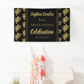 Shiny Gold Rose Party Banner (Insitu)