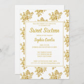 Shiny Gold Rose Sweet 16 Einladung (Vorne/Hinten)