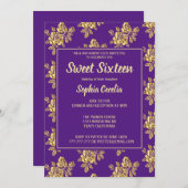 Shiny Gold Rose Sweet 16 Einladung (Vorne/Hinten)