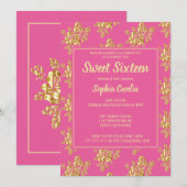 Shiny Gold Rose Sweet 16 Einladung (Vorne/Hinten)