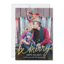 Shiny Gold Script Classic Weihnachtsfotokarten