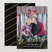 Shiny Gold Script Classic Weihnachtsfotokarten Feiertagskarte (Vorne/Hinten)