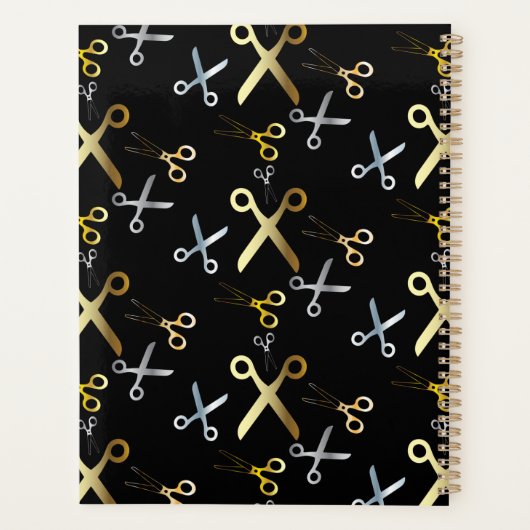 Shiny Gold & Silver Scissors Muster-Haarstylle Planer (Rückseite)