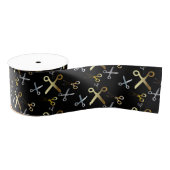 Shiny Gold & Silver Scissors Muster-Haarstylle Ripsband (Spule)
