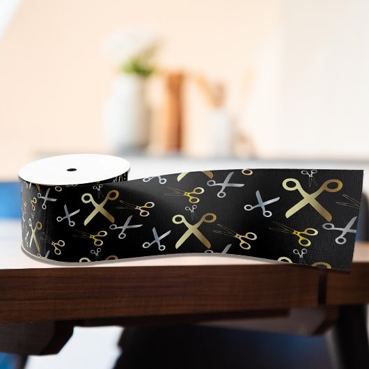 Shiny Gold & Silver Scissors Muster-Haarstylle Ripsband