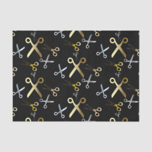 Shiny Gold & Silver Scissors Muster-Haarstylle Seidenpapier