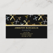Shiny Gold & Silver Scissors Muster-Haarstylle Visitenkarte (Rückseite)