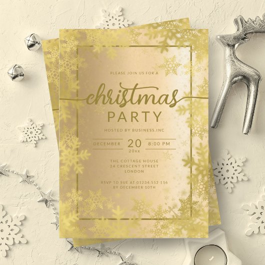Shiny Gold Snowflakes Company Weihnachts-Party Einladung