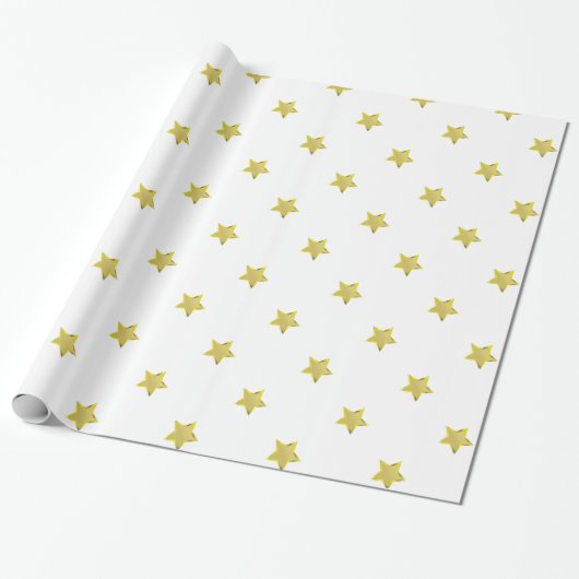 Shiny Gold Star Glamour Design White Geschenkpapier (Ungerollt)