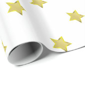 Shiny Gold Star Glamour Design White Geschenkpapier (Rolleneckpunkt)