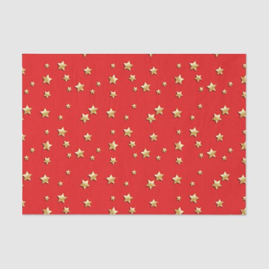 Shiny Gold Stars auf einem roten Hintergrund Seidenpapier (Vorderseite)