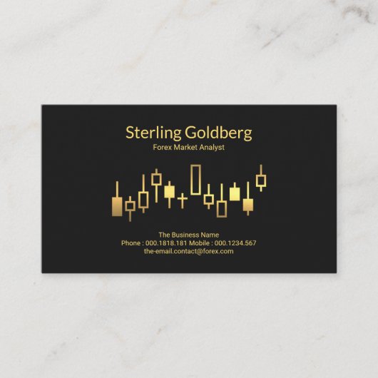Shiny Gold Stock Exchange Graph Forex Dealer Visitenkarte (Vorderseite)