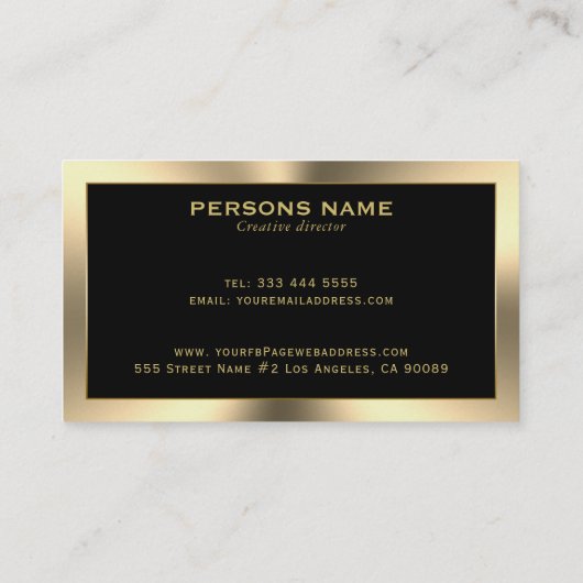 Shiny Gold Tones Stainless Steel Look Visitenkarte (Rückseite)
