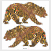Shiny Gold und Orange Gepunktet Fraktal Bären Set Aufkleber (Blatt)