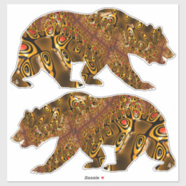 Shiny Gold und Orange Gepunktet Fraktal Bären Set Aufkleber