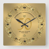 Shiny gold Wirbel Circle 50. Hochzeit Quadratische Wanduhr (Vorderseite)