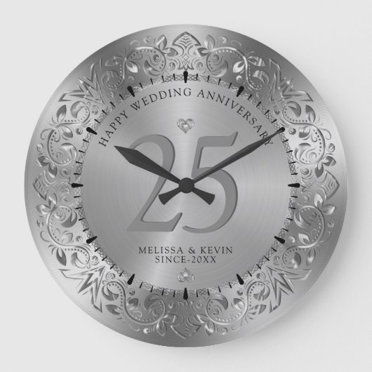 Shiny Gold Wirbel Circle Frame 50. Hochzeit Große Wanduhr (Vorderseite)