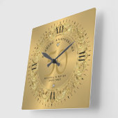 Shiny Gold Wirbel Circle Frame 50. Hochzeit Quadratische Wanduhr (Winkel)