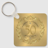 Shiny Gold Wirbel Circle Frame 50. Hochzeit Schlüsselanhänger (Vorderseite)