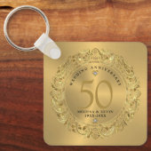 Shiny Gold Wirbel Circle Frame 50. Hochzeit Schlüsselanhänger (Vorderseite)