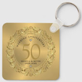 Shiny Gold Wirbel Circle Frame 50. Hochzeit Schlüsselanhänger (Rückseite)