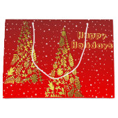 Shiny Golden Christmas Trees Holiday Gift Bag Große Geschenktüte (Vorderseite)