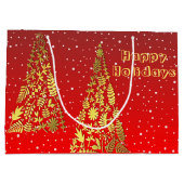 Shiny Golden Christmas Trees Holiday Gift Bag Große Geschenktüte (Rückseite)