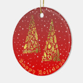 Shiny Golden Christmas Trees Keramik Ornament (Links)