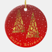 Shiny Golden Christmas Trees Keramik Ornament (Hinten)