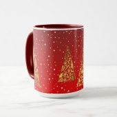 Shiny Golden Christmas Trees Tasse (Vorderseite Links)