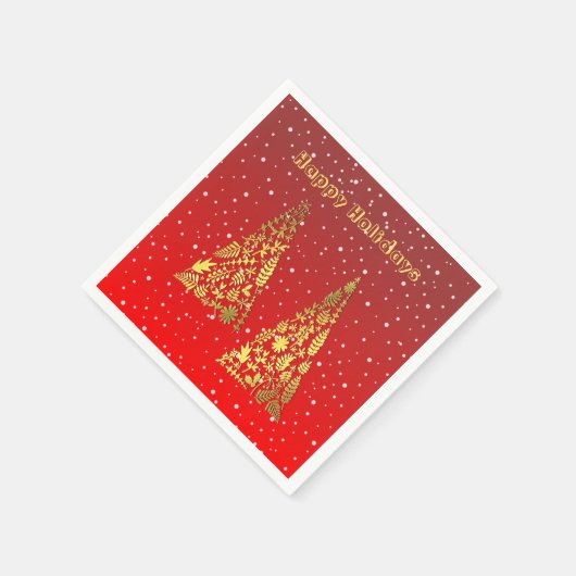 Shiny Golden Christmas Trees Weihnachtsbuch Napkin Serviette (Ecke)