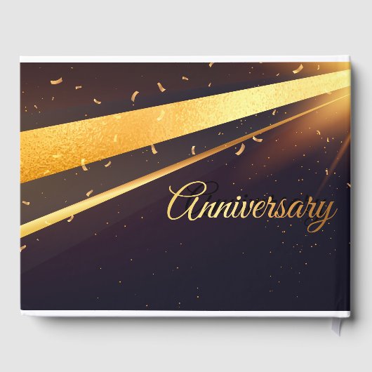 Shiny Golden Confetti Glitzer 25 Jahre alt Gästebuch (Rückseite)