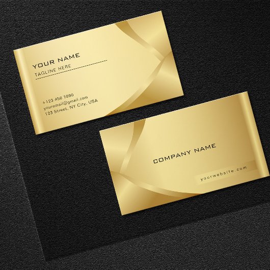Shiny Golden Luxury Company Business Monogram Visitenkarte