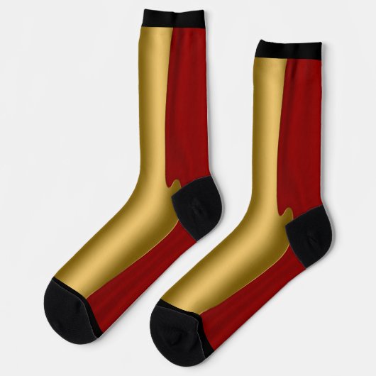 Shiny Golden Metallic Look on Dark Red Back Socken (Linkes Detail)