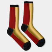 Shiny Golden Metallic Look on Dark Red Back Socken (Rechts)